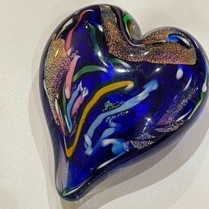 Glass Eye Paper Weight Heart Shape